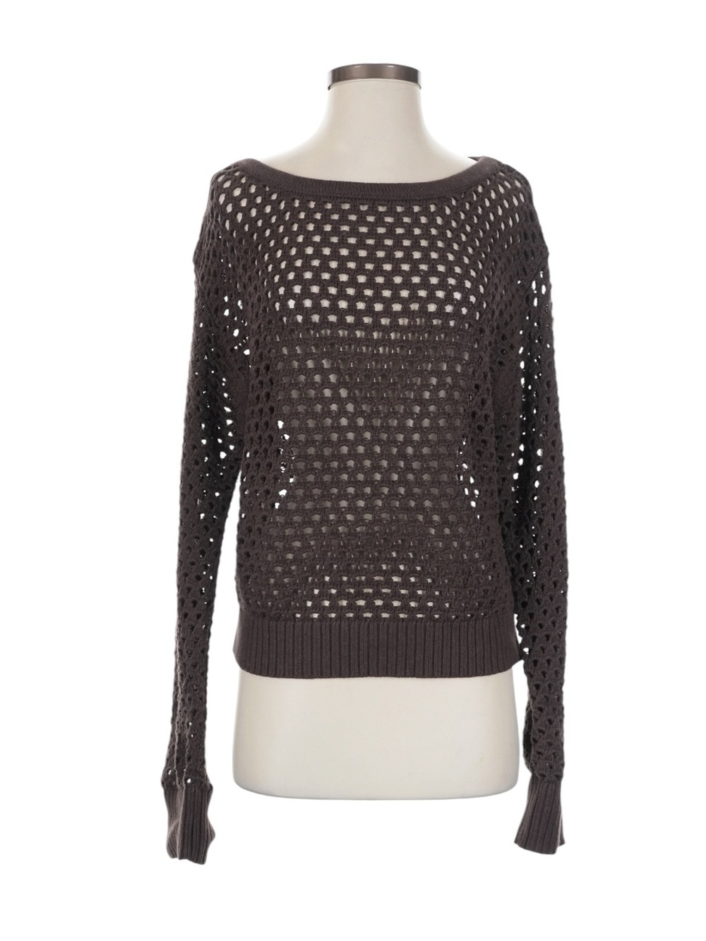 J. Crew Pointelle Boatneck Sweater Size Small Brown Beachy Bonfire Summer NWT